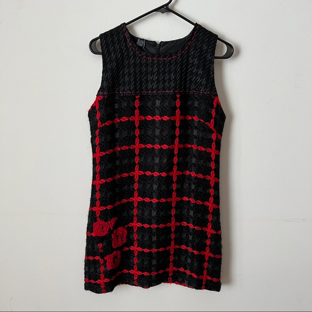 Desigual Black and Red woven & embroidered Mini Dress
